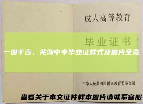 一图千言，芜湖中专毕业证样式及图片全览