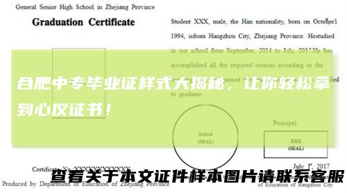 合肥中专毕业证样式大揭秘，让你轻松拿到心仪证书！