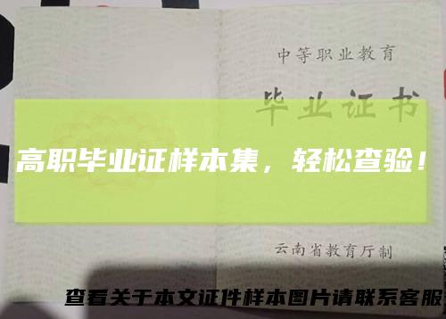 高职毕业证样本集，轻松查验！