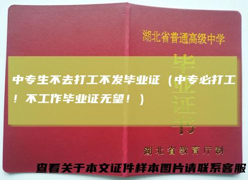 中专生不去打工不发毕业证（中专必打工！不工作毕业证无望！）