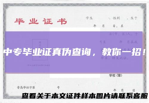 中专毕业证真伪查询，教你一招！