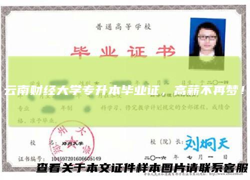 云南财经大学专升本毕业证,高薪不再梦!