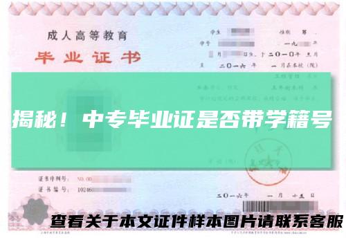 揭秘！中专毕业证是否带学籍号