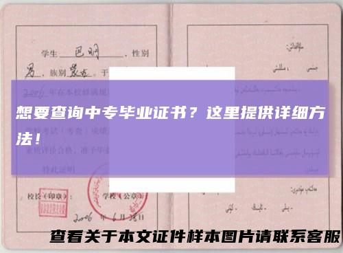 想要查询中专毕业证书?这里提供详细方法!