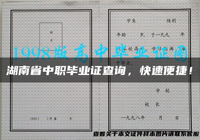 湖南省中职毕业证查询，快速便捷！