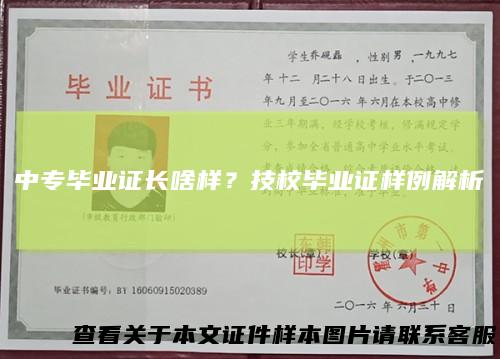 中专毕业证长啥样？技校毕业证样例解析