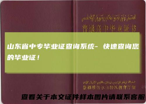 山东省中专毕业证查询系统- 快速查询您的毕业证！