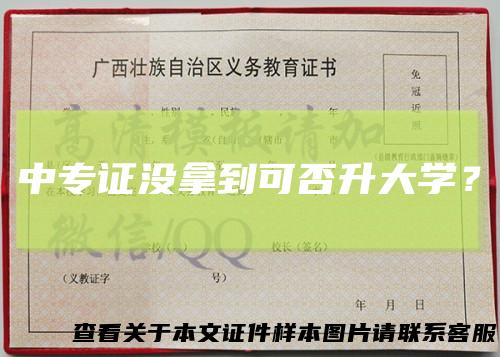 中专证没拿到可否升大学?