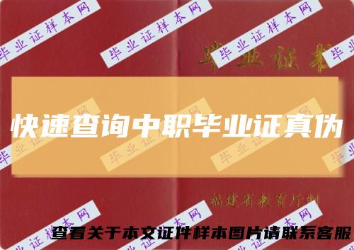 快速查询中职毕业证真伪