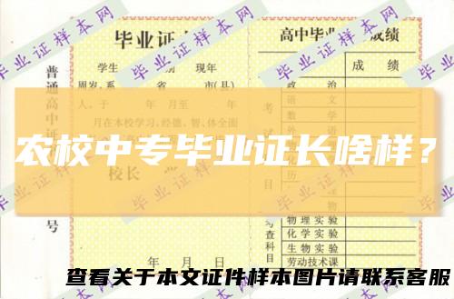 农校中专毕业证长啥样？