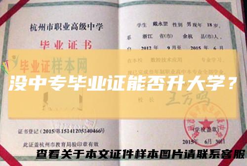 没中专毕业证能否升大学？