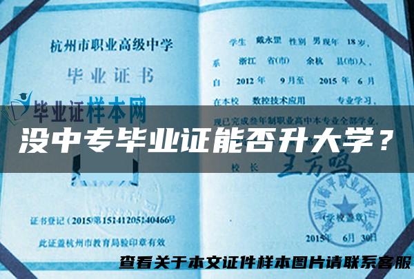 没中专毕业证能否升大学？