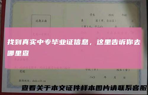 找到真实中专毕业证信息，这里告诉你去哪里查