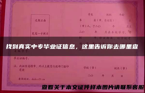 找到真实中专毕业证信息，这里告诉你去哪里查