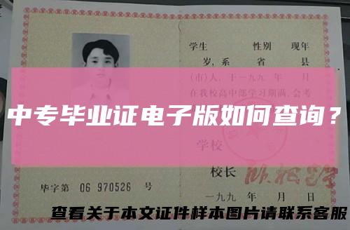 中专毕业证电子版如何查询？