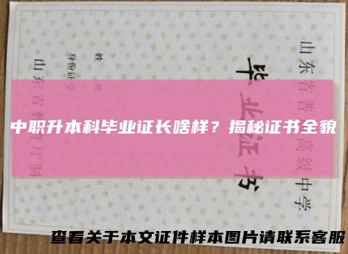 中职升本科毕业证长啥样？揭秘证书全貌