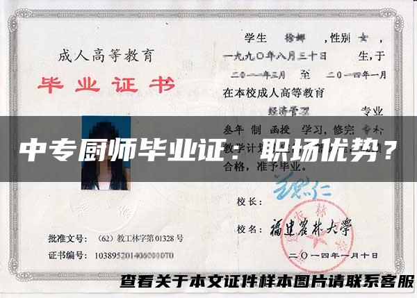 中专厨师毕业证：职场优势？