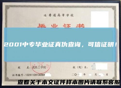 2001中专毕业证真伪查询,可信证明!