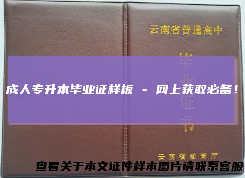 成人专升本毕业证样板-网上获取必备！