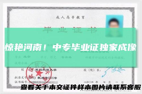 惊艳河南！中专毕业证独家成像