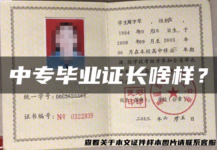 中专毕业证长啥样？