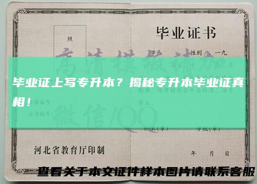 毕业证上写专升本？揭秘专升本毕业证真相！