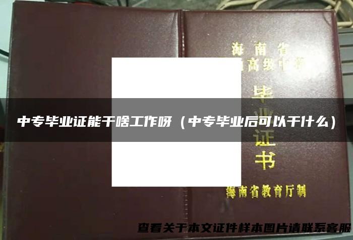 中专毕业证能干啥工作呀（中专毕业后可以干什么）