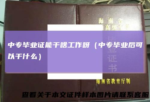 中专毕业证能干啥工作呀（中专毕业后可以干什么）