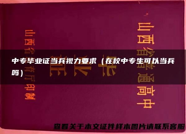 中专毕业证当兵视力要求（在校中专生可以当兵吗）