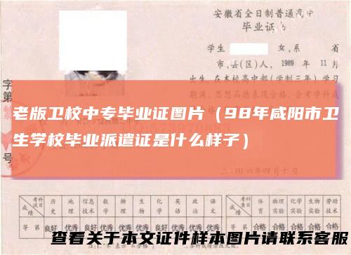 老版卫校中专毕业证图片（98年咸阳市卫生学校毕业派遣证是什么样子）