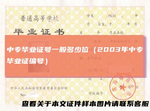 中专毕业证号一般多少位（2003年中专毕业证编号）