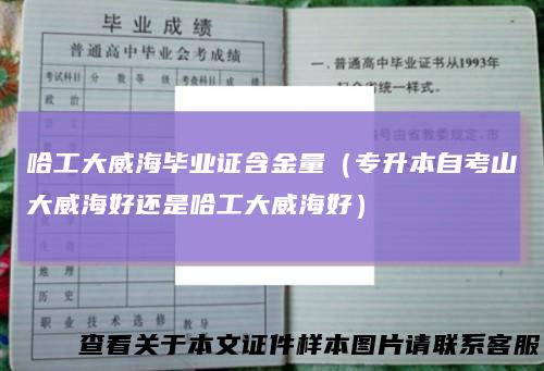 哈工大威海毕业证含金量（专升本自考山大威海好还是哈工大威海好）