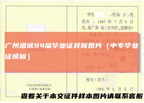 广州增城94届毕业证样板图片(中专毕业证模板)