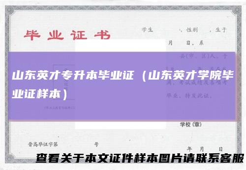 山东英才专升本毕业证（山东英才学院毕业证样本）