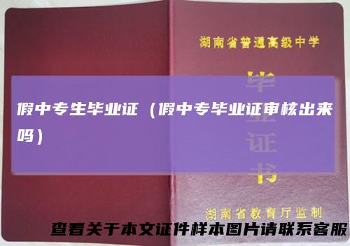假中专生毕业证（假中专毕业证审核出来吗）