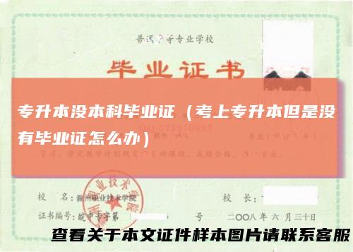 专升本没本科毕业证（考上专升本但是没有毕业证怎么办）