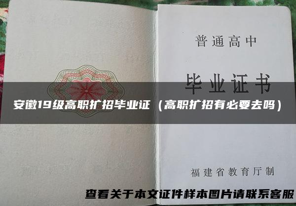 安徽19级高职扩招毕业证（高职扩招有必要去吗）