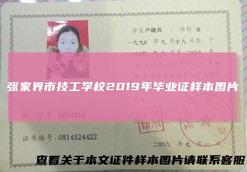 张家界市技工学校2019年毕业证样本图片