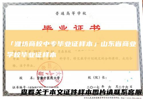 「潍坊商校中专毕业证样本」山东省商业学校毕业证样本