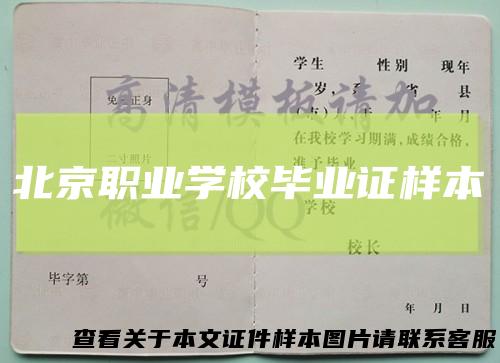 北京职业学校毕业证样本