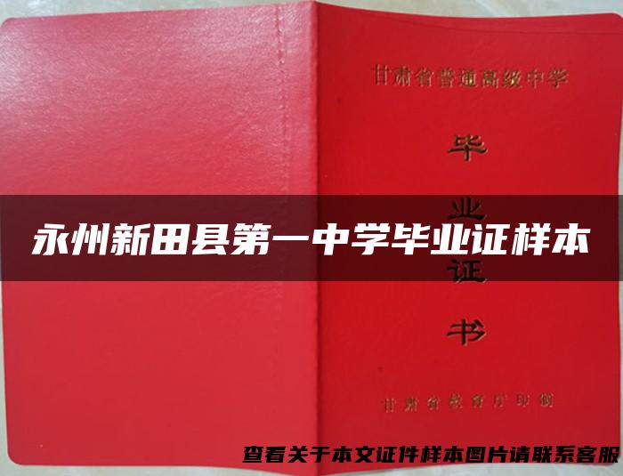 永州新田县第一中学毕业证样本
