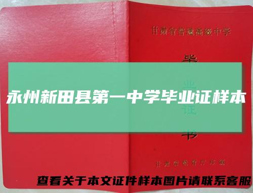 永州新田县第一中学毕业证样本