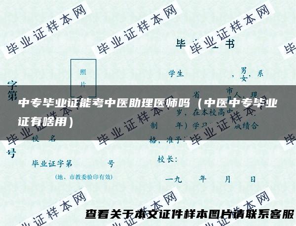 中专毕业证能考中医助理医师吗（中医中专毕业证有啥用）