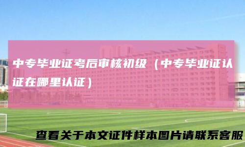 中专毕业证考后审核初级（中专毕业证认证在哪里认证）
