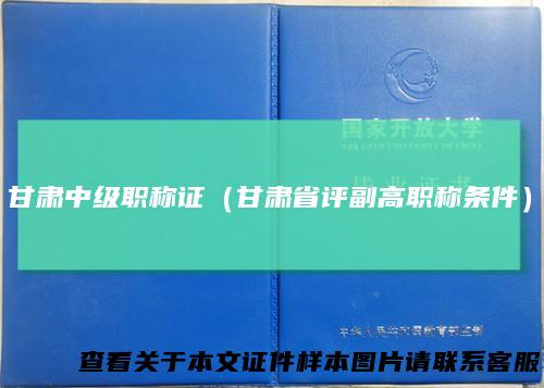 甘肃中级职称证(甘肃省评副高职称条件)