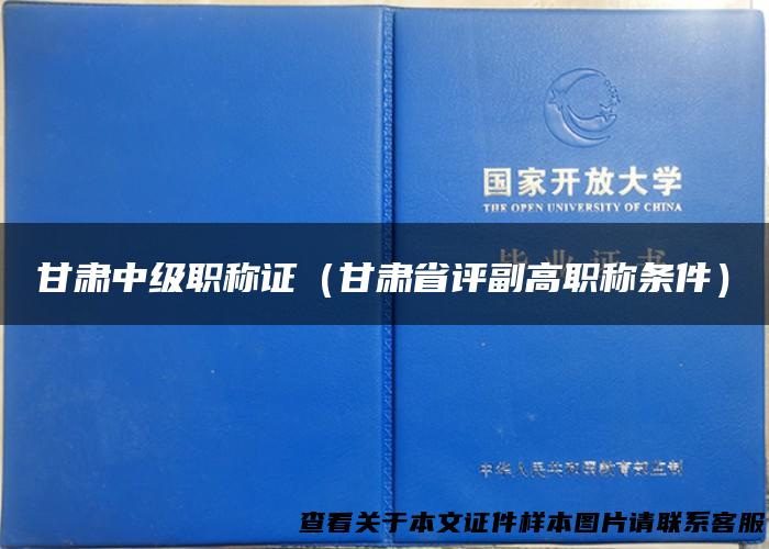 甘肃中级职称证（甘肃省评副高职称条件）