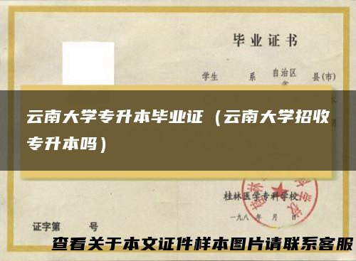 云南大学专升本毕业证（云南大学招收专升本吗）