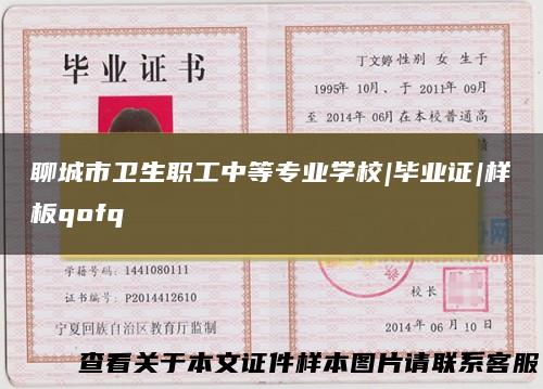 聊城市卫生职工中等专业学校|毕业证|样板qofq