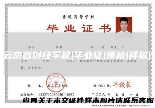 云南省财经学校|毕业证|模板(样板)