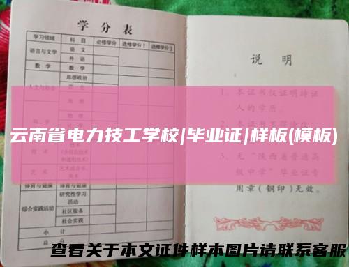 云南省电力技工学校|毕业证|样板(模板)
